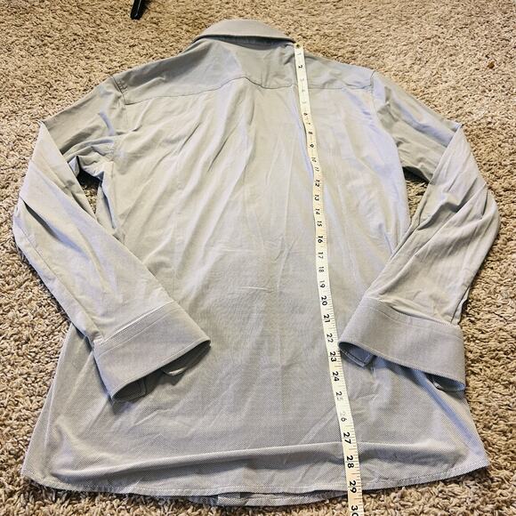 Hugo Boss Blue and White Patterned Button Up Slim Fit US 16.5 - Picture 3 of 4